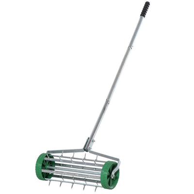 Metal 5 Spike Lawn Aerator Roller Green