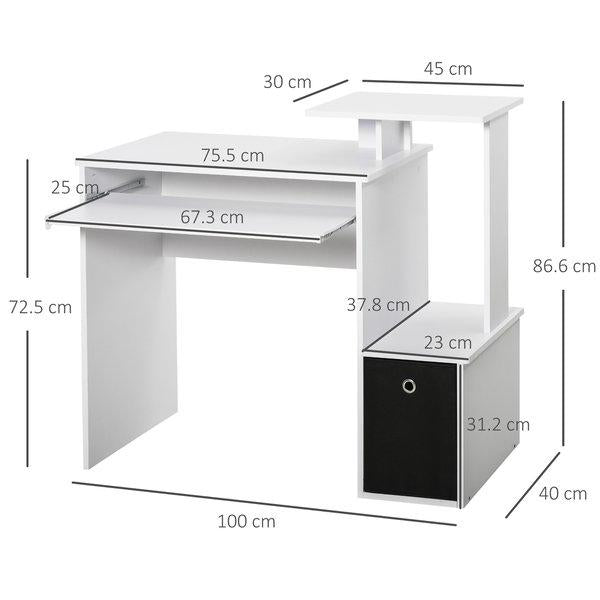 Particle Board Multi-Tier Computer Desk - White