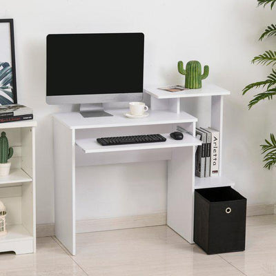 Particle Board Multi-Tier Computer Desk - White