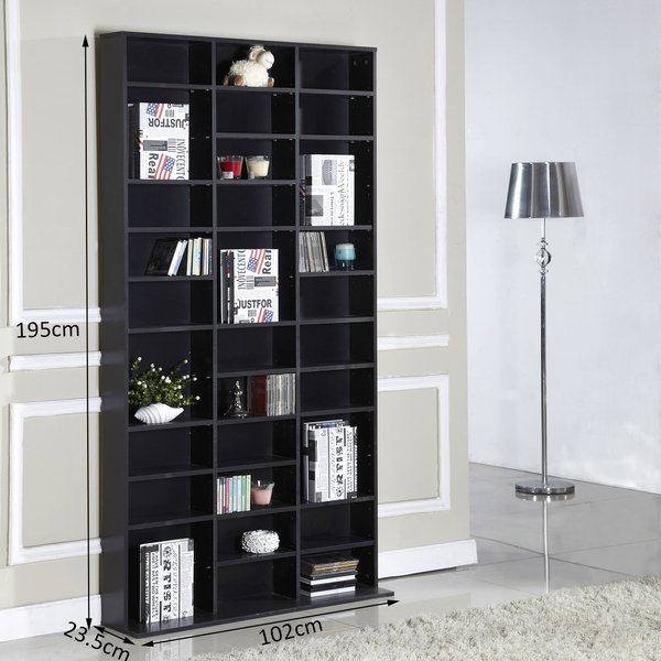 Particle Board Multi-Compartment Storage Shelving Unit - Black