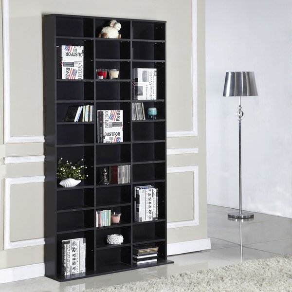 Particle Board Multi-Compartment Storage Shelving Unit - Black