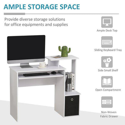 Particle Board Multi-Tier Computer Desk - White