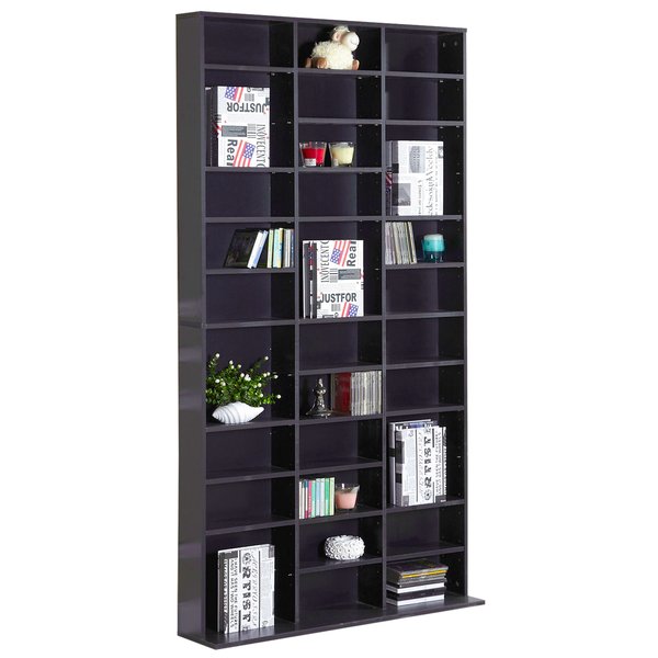 Particle Board Multi-Compartment Storage Shelving Unit - Black