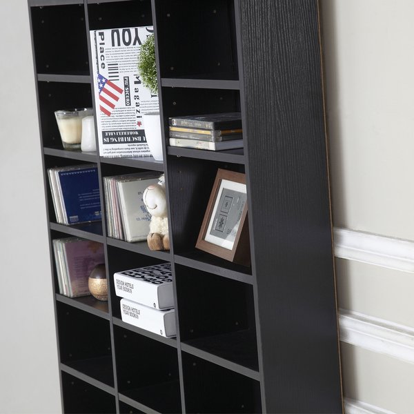 Particle Board Multi-Compartment Storage Shelving Unit - Black