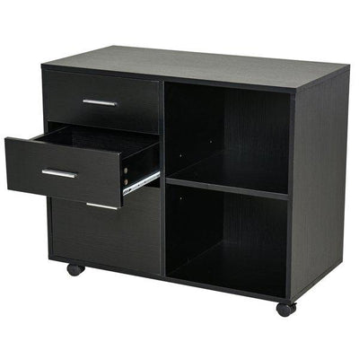 Particle Board Rolling Storage Cabinet - Black