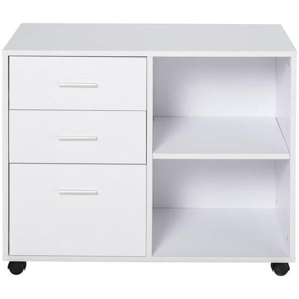 Particle Board Rolling Storage Cabinet - White