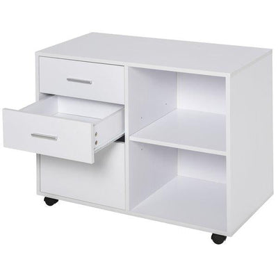 Particle Board Rolling Storage Cabinet - White