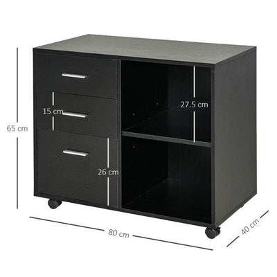 Particle Board Rolling Storage Cabinet - Black