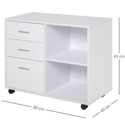 Particle Board Rolling Storage Cabinet - White