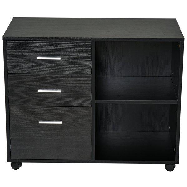 Particle Board Rolling Storage Cabinet - Black