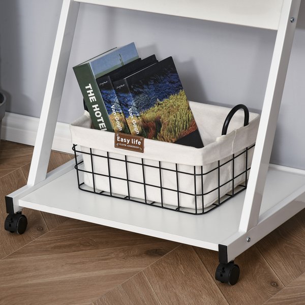 Particle Board Rolling Computer Desk W/ Wheel Lock - White