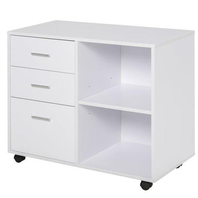 Particle Board Rolling Storage Cabinet - White