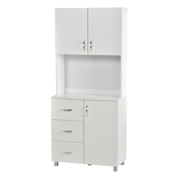 Particle Board Tall Freestanding Kitchen Cabinet White