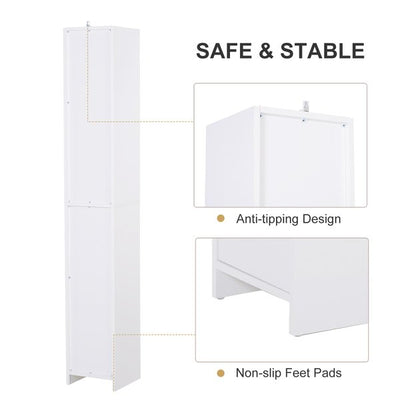 Particle Board Tall Freestanding Bathroom Storage Cabinet White