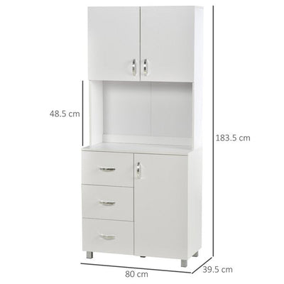 Particle Board Tall Freestanding Kitchen Cabinet White