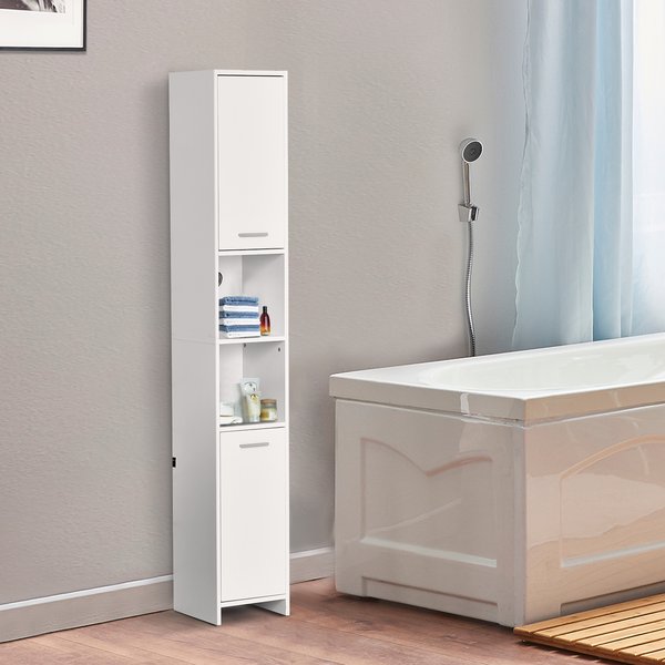 Particle Board Tall Freestanding Bathroom Storage Cabinet White