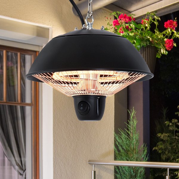 600W Patio Ceiling Electric Heater - Black