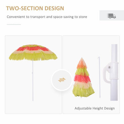 Sun Umbrella Outdoor Garden Beach Shade, Hawaiian Folding Parasol - Multi-Colour