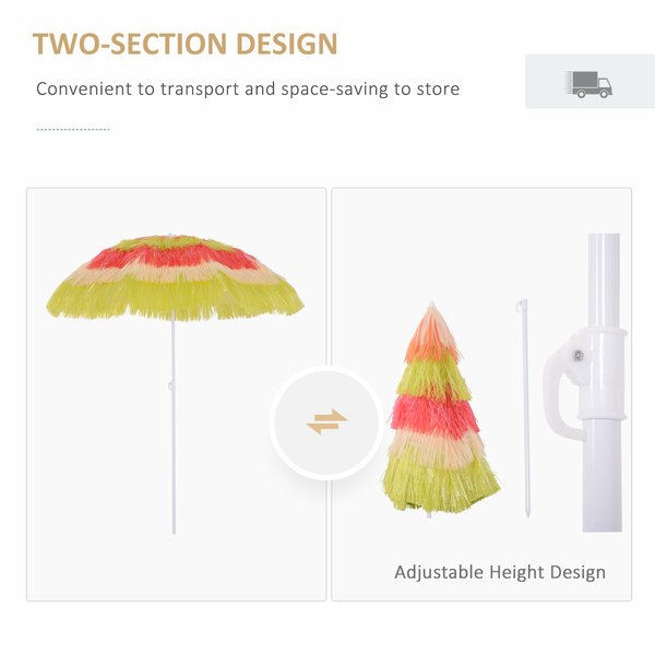 Sun Umbrella Outdoor Garden Beach Shade, Hawaiian Folding Parasol - Multi-Colour