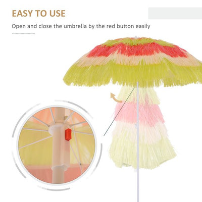 Sun Umbrella Outdoor Garden Beach Shade, Hawaiian Folding Parasol - Multi-Colour