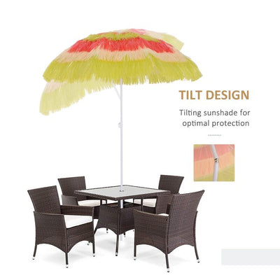 Sun Umbrella Outdoor Garden Beach Shade, Hawaiian Folding Parasol - Multi-Colour