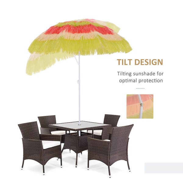 Sun Umbrella Outdoor Garden Beach Shade, Hawaiian Folding Parasol - Multi-Colour