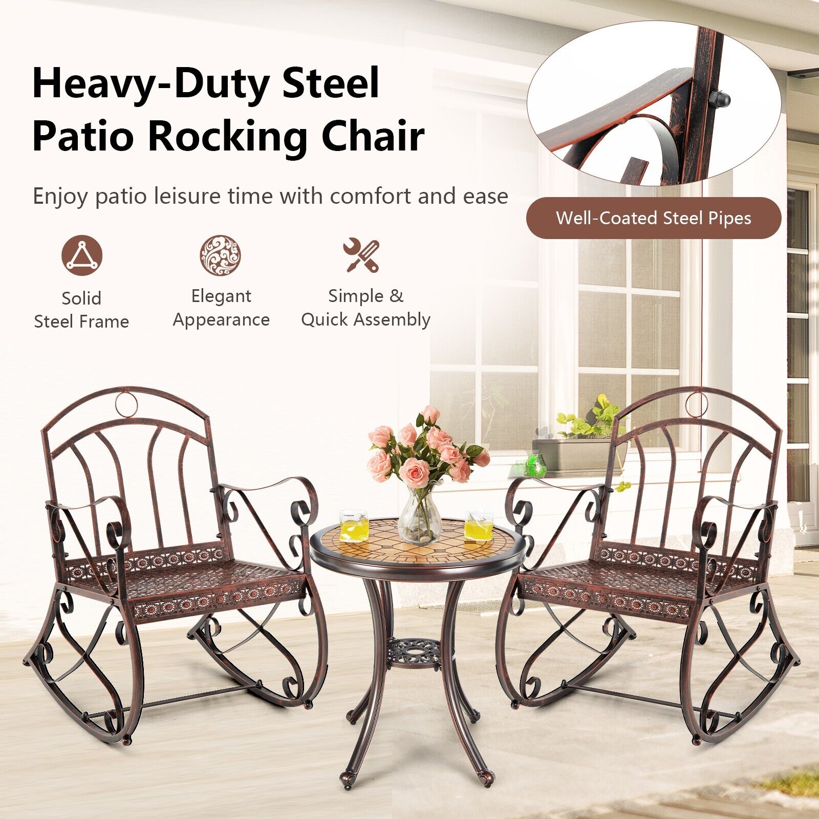 Outdoor solutions steel rocking outlet chair