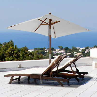 6 Ribs Wood Patio Umbrella Parasol - Cream White