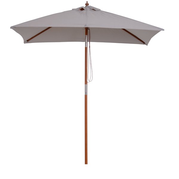 6 Ribs Wood Patio Umbrella Parasol - Grey