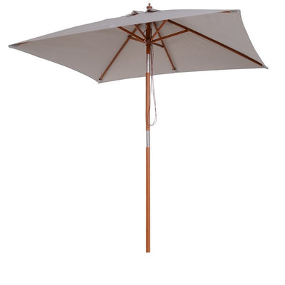 6 Ribs Wood Patio Umbrella Parasol - Grey