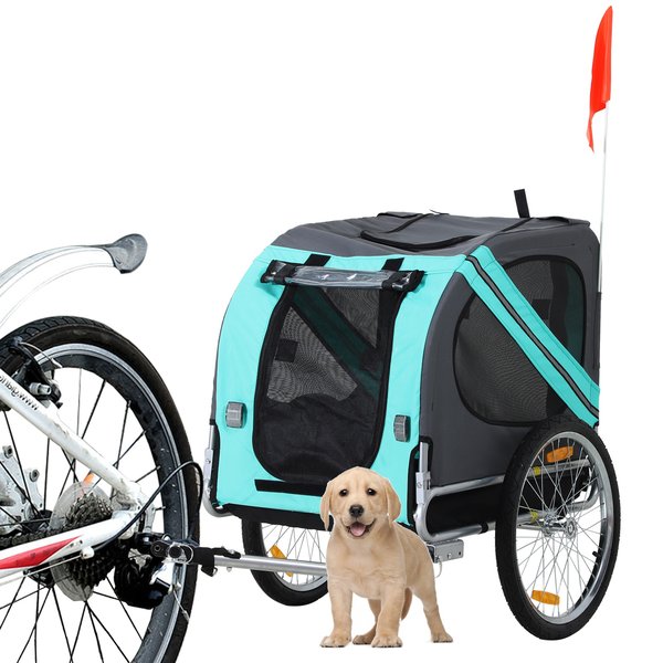 Pet Bicycle Trailer Dog Cat Bike Carrier Water Resistant For Outdoor- Green