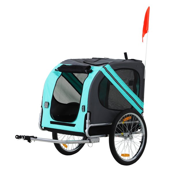 Pet Bicycle Trailer Dog Cat Bike Carrier Water Resistant For Outdoor- Green