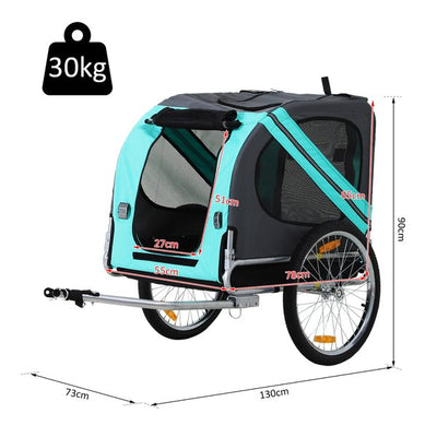 Pet Bicycle Trailer Dog Cat Bike Carrier Water Resistant For Outdoor- Green