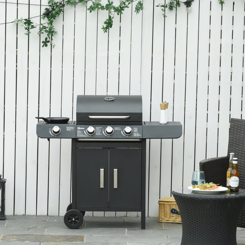 Gas Burner Barbecue Grill 3+1 Garden BBQ Trolley