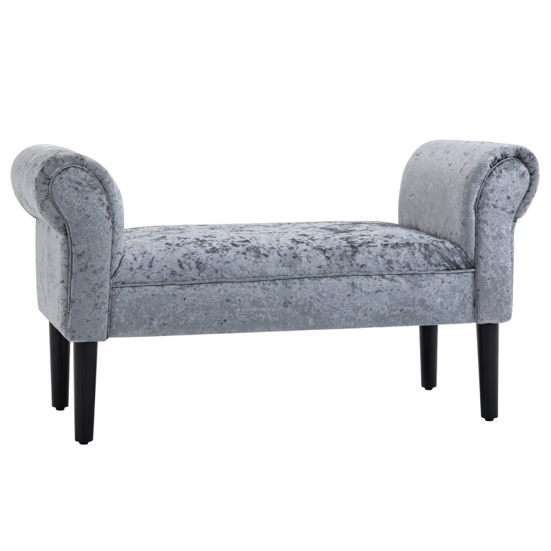 Crushed Velvet-Look Ottoman Seat, With Rolled Ends