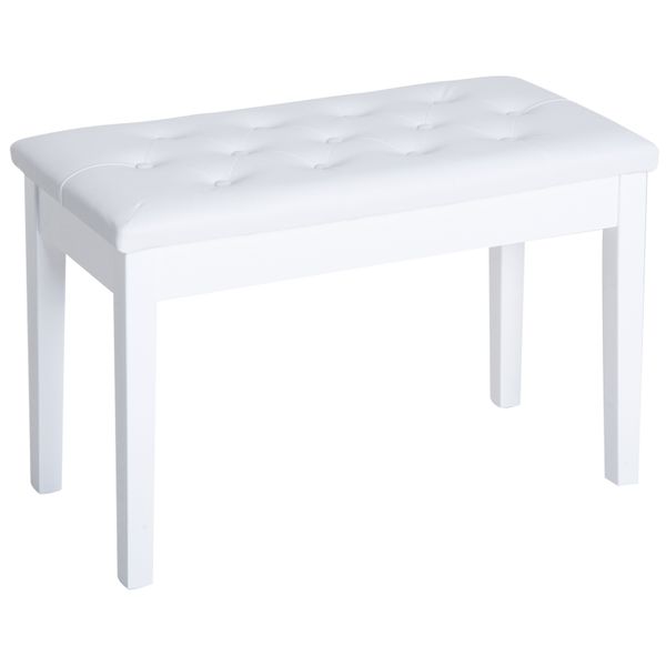 Piano Bench FauxLeather Stool Storage Size ( 76x36x50cm) - White