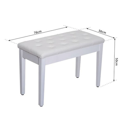 Piano Bench FauxLeather Stool Storage Size ( 76x36x50cm) - White