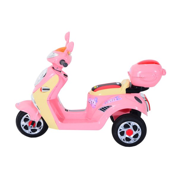 Plastic Music Playing Electric Ride-On Motorbike W/ Lights - Pink