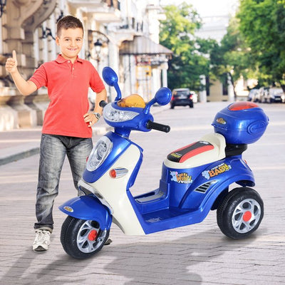 Plastic Music Playing Electric Ride-On Motorbike W/ Lights - Blue