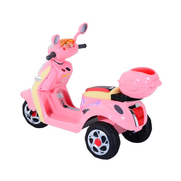 Plastic Music Playing Electric Ride-On Motorbike W/ Lights - Pink