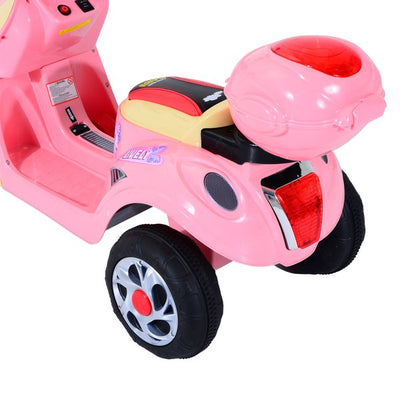 Plastic Music Playing Electric Ride-On Motorbike W/ Lights - Pink