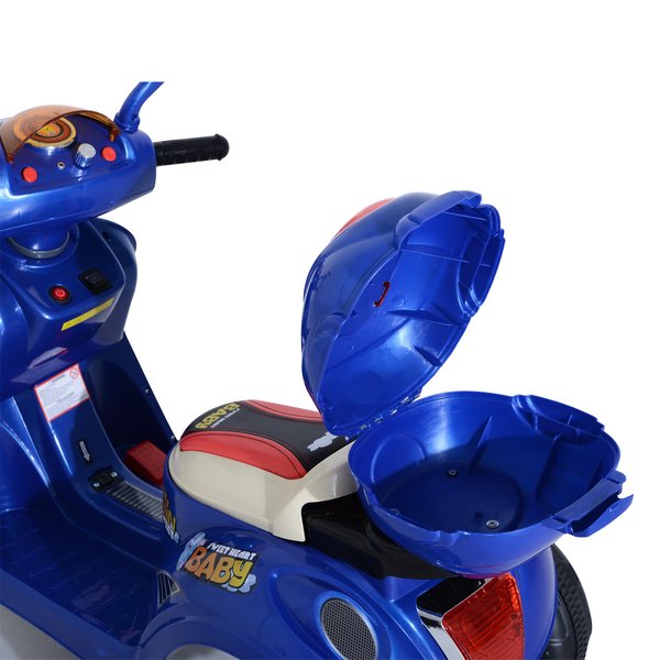 Plastic Music Playing Electric Ride-On Motorbike W/ Lights - Blue