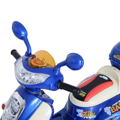 Plastic Music Playing Electric Ride-On Motorbike W/ Lights - Blue