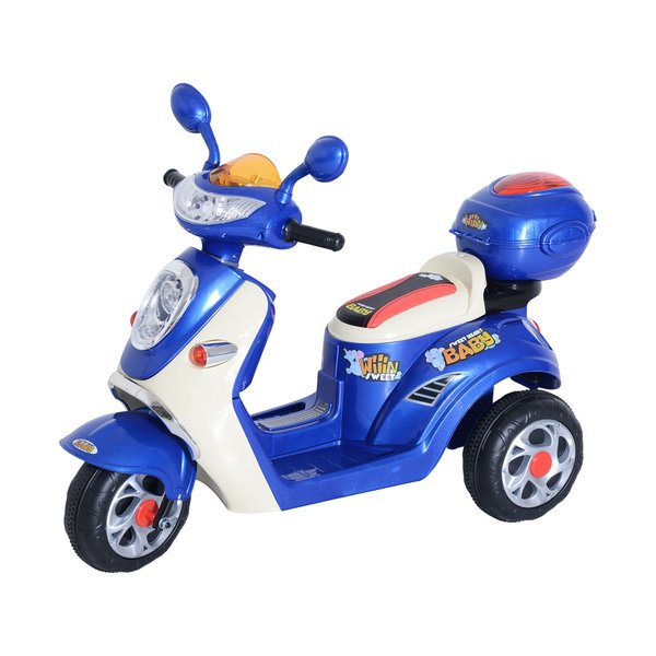 Plastic Music Playing Electric Ride-On Motorbike W/ Lights - Blue