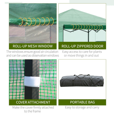 Outsunny Portable Walk in Pop-up Greenhouse Outdoor for Plants Garden Foldable with Carrying Bag , PE Cover, Steel Frame, Green, 2.4L x 1.8W x 2.4H m