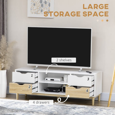 Modern TV Stand, With Storage - White/Wood-Effect