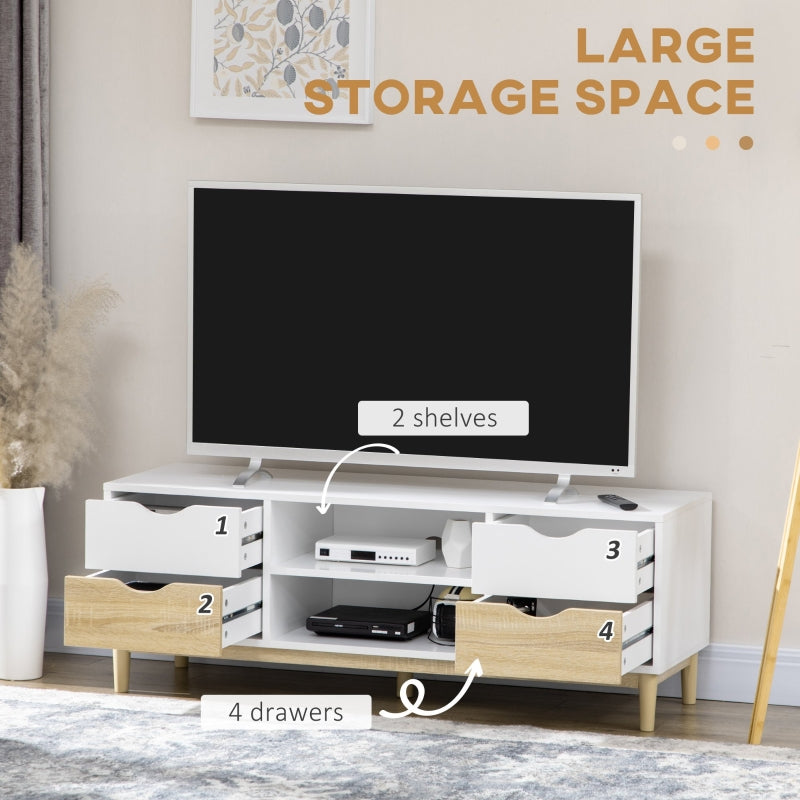 Modern TV Stand, With Storage - White/Wood-Effect