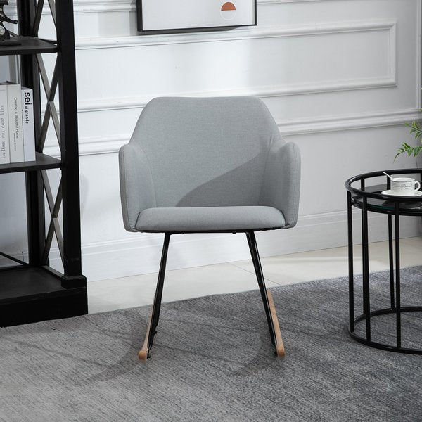 Polyester Linen Upholstered Rocking Armchair Indoor - Light Grey