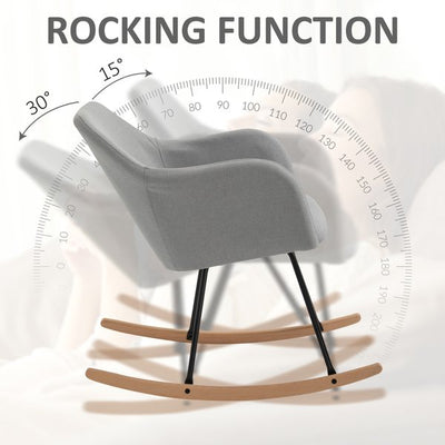 Polyester Linen Upholstered Rocking Armchair Indoor - Light Grey