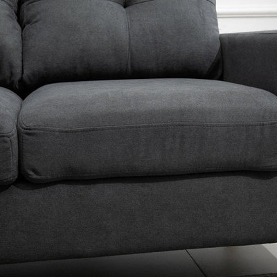 Polyester Upholstered 3-Seater L-Shaped Sofa Grey